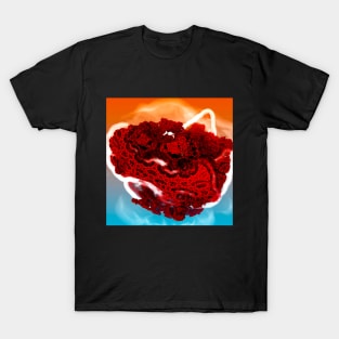 fractal print of porous red stone in fog T-Shirt